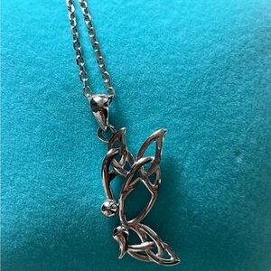 Silver Semicolon Butterfly Necklace